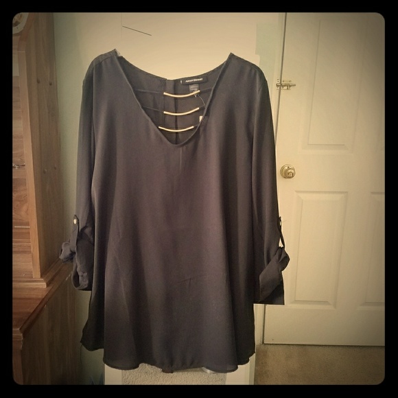 Ashley Stewart Tops - New black blouse with gold embellishment